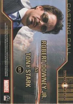 Tony Stark best rookie card - Robert Downey Jr. - Iron Man - back