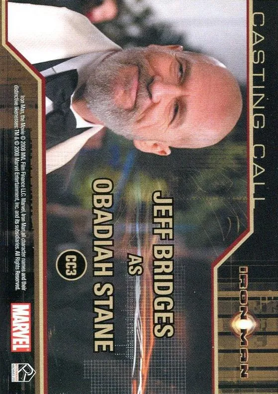 Obadiah Stane best rookie card - Jeff Bridges - Iron Man - back