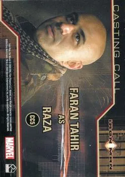 Faran Tahir as Raza best rookie card - Iron Man - back