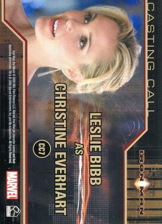 Christine Everhart best rookie card - Leslie Bibb - Iron Man - back