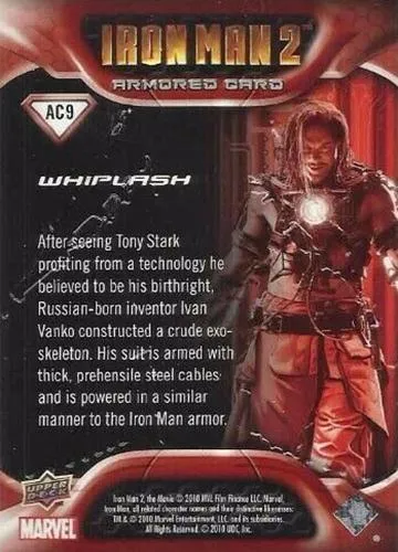 Whiplash best rookie card - Mickey Rourke - Iron Man 2 - back