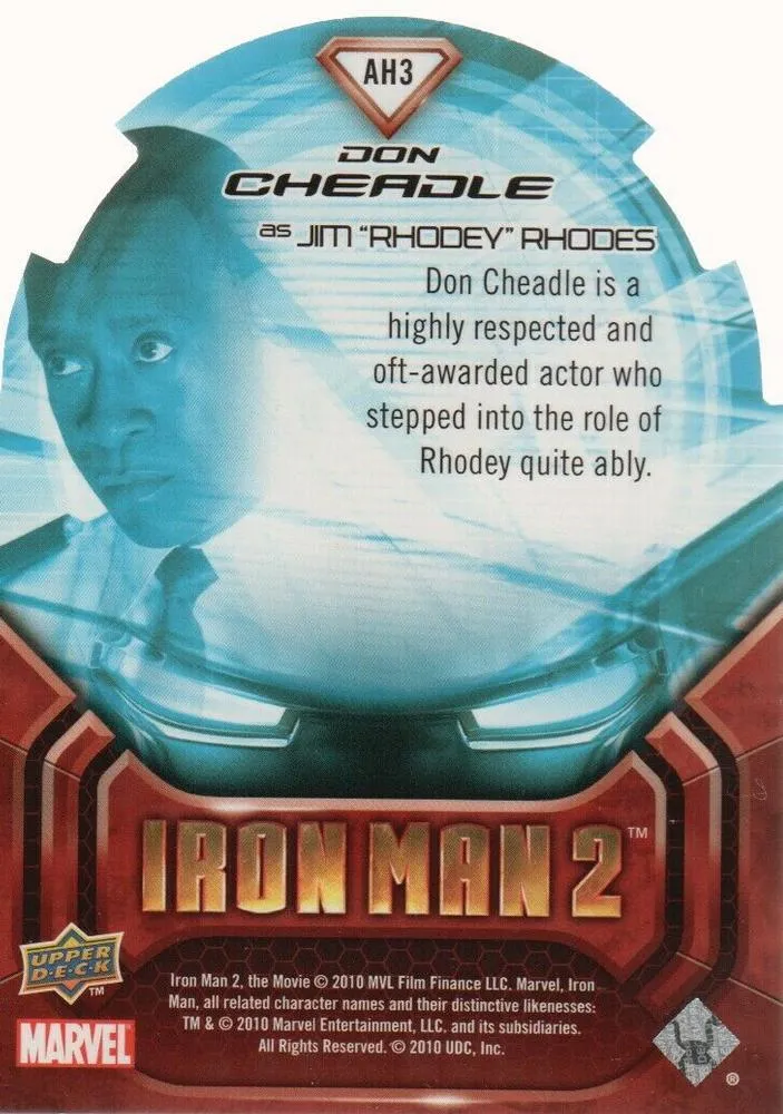 Don Cheadle as James Rhodes best rookie card - Iron Man 2 - back