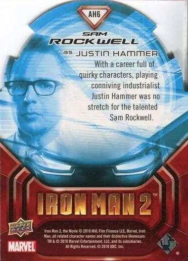 Sam Rockwell as Justin Hammer best rookie card - Iron Man 2 - back