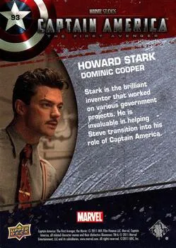 Howard Stark best rookie card - Dominic Cooper - Captain America The First Avenger - back