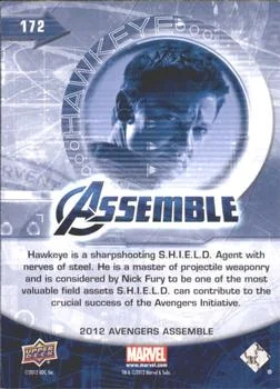 Clint Barton best rookie card - Jeremy Renner - Avengers Assemble - back