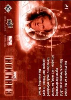 President Ellis best rookie card - William Sadler - Iron Man 3 - back
