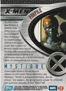 Mystique best rookie card - Rebecca Romijn - X-Men - back