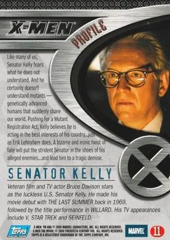 Bruce Davison as Senator Kelly best rookie card - X-Men - back