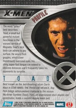 Toad best rookie card - Ray Park - X-Men - back