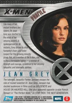 Jean Grey best rookie card - Famke Janssen - X-Men - back