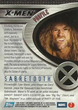 Sabretooth best rookie card - Tyler Mane - X-Men - back