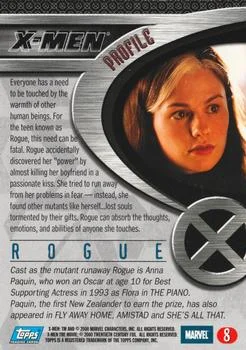Rogue best rookie card - Anna Paquin - X-Men - back