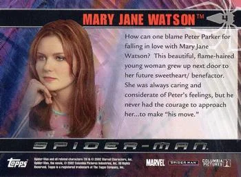 Kirsten Dunst as Mary Jane Watson best rookie card - Spider-Man - back
