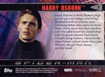 Harry Osborn best rookie card - James Franco - Spider-Man - back