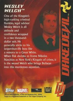 Leland Orser as Wesley Owen Welch best rookie card - Daredevil - back