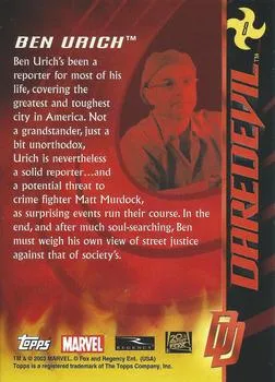 Joe Pantoliano as Ben Urich best rookie card - Daredevil - back
