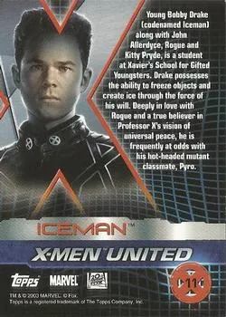 Iceman best rookie card - Shawn Ashmore - X2: X-Men United - back