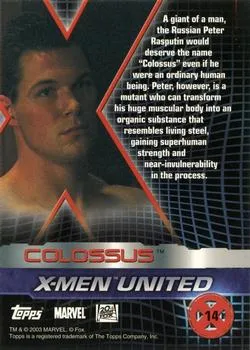 Colossus best rookie card - Daniel Cudmore - X2: X-Men United - back