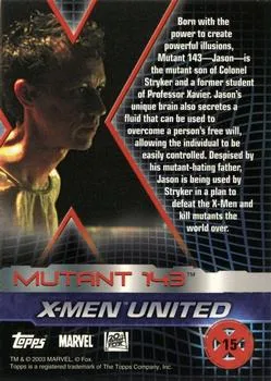 Mutant 143 best rookie card - Michael Reid McKay - X2: X-Men United - back