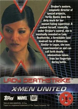 Lady Deathstrike best rookie card - Kelly Hu - X2: X-Men United - back