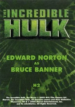 Bruce Banner best rookie card - Edward Norton - The Incredible Hulk - back