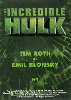 Tim Roth as Emil Blonsky best rookie card - The Incredible Hulk - back